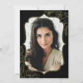 Zwart Goud Bloemen Foto 40e Verjaardagsfeest Kaart (Achterkant)