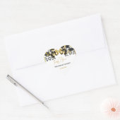 Zwart Goud Bloemen Geometrisch Monogram Terug Brui Hart Sticker (Envelop)