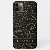 Zwart Goud Bloemen Gepersonaliseerd Case-Mate iPhone Case (Achterkant)