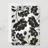 Zwart & Goud Bloemen Greige bruiloft Save the Date (Achterkant)