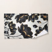 Zwart & Goud Bloemen Greige Elegant Dark Moody Bad Handdoek (Handdoek)