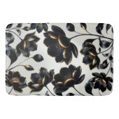Zwart & Goud Bloemen Greige Elegant Dark Moody Badmat (Voorkant)