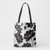 Zwart & Goud Bloemen Greige Elegant Dark Moody Tote Bag (Voorkant)
