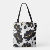 Zwart & Goud Bloemen Greige Elegant Dark Moody Tote Bag (Achterkant)