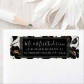 Zwart & Goud Bloemen Greige Elegante Huwelijk Etiket (Insitu)