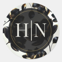 Zwart & Goud Bloemen Greige Elegante Huwelijk