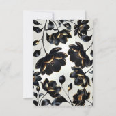 Zwart & Goud Bloemen Greige Elegante Huwelijk RSVP (Achterkant)