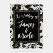 Zwart & Goud Bloemen Greige Huwelijk Welkom Acryl Bord (Voorkant)
