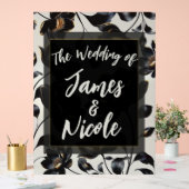 Zwart & Goud Bloemen Greige Huwelijk Welkom Acryl Bord (Huwelijk)