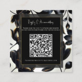 Zwart & Goud Bloemen Greige Trouwdetails Vierkante Visitekaartje (Achterkant)