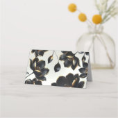 Zwart & Goud Bloemen Greige Trouwtafel Plaatskaartje (Achterkant)