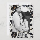 Zwart & Goud Bloemen Greige Verloving Kaart (Achterkant)