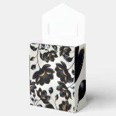 Zwart & Goud Bloemen Greige Wedding Bedankdoosjes (Geopend)