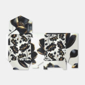 Zwart & Goud Bloemen Greige Wedding Bedankdoosjes (Uitgevouwen)