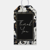 Zwart & Goud Bloemen Greige Wedding Cadeaulabel (Voorkant)