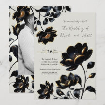 Zwart & Goud Bloemen Greige Wedding