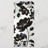 Zwart & Goud Bloemen Greige Wedding Menu (Achterkant)