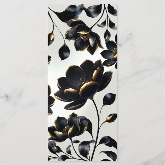 Zwart & Goud Bloemen Greige Wedding Menu (Achterkant)
