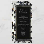 Zwart & Goud Bloemen Greige Wedding Menu (Voorkant / Achterkant)