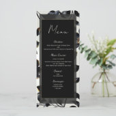Zwart & Goud Bloemen Greige Wedding Menu (Staand voorkant)