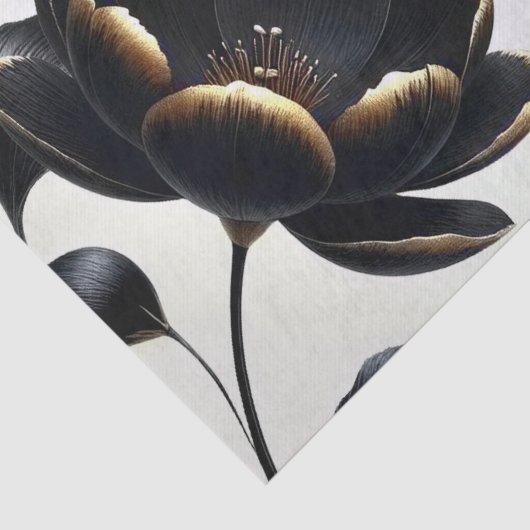 Zwart & Goud Bloemen Greige Wedding Tissuepapier (Detail)