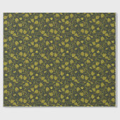 Zwart & Goud bloemen inpakpapier (Vlak)