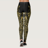 Zwart & Goud Bloemen Mandala Ornament Leggings (Achterkant)