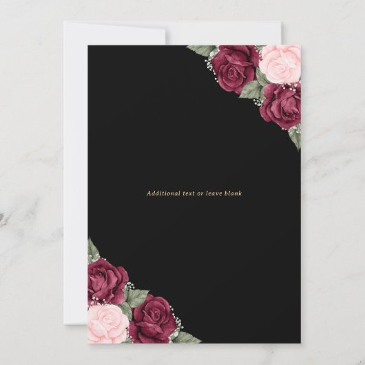 Zwart Goud Bloemen Memorial Service Uitvaart Foto Kaart (Achterkant)