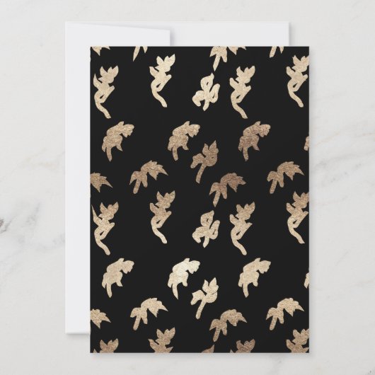 Zwart & Goud Bloemen Monogram Kam vrijgezellenfees Kaart (Achterkant)