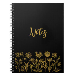Zwart & Goud Bloemen Notitieboek