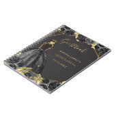 Zwart Goud Bloemen Prinses Quinceanera Gastenboek Notitieboek (Linkerzijde)