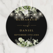 Zwart Goud Bloemen String Lichten Dank u bruiloft Bedankjes Labels (Voorkant)