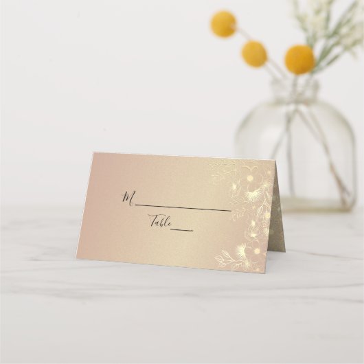 Zwart Goud Bloemen Trouwplaats Kaart Plaatskaartje (Voorkant)