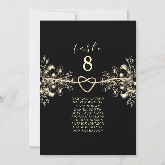 Zwart Goud Bloemen Trouwstoel Grafiek (Voorkant)