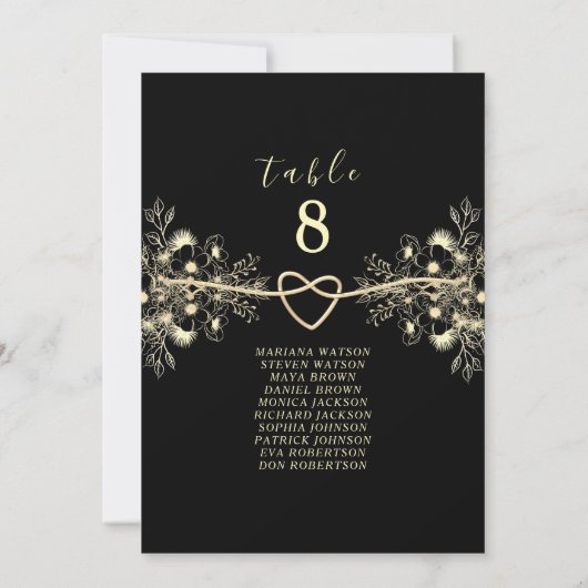 Zwart Goud Bloemen Trouwstoel Grafiek (Achterkant)