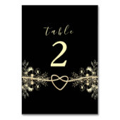 Zwart Goud Bloemen Trouwtafel Nummer Kaart (Voorkant)