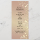 Zwart Goud Bloemen Wedding Ceremony Programma Programmakaart (Achterkant)