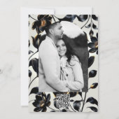 Zwart & Goud Bloemig Beige Trouwfeest Kaart (Achterkant)