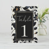 Zwart & Goud Bloemmotief Beige Tafelnummer Trouwfe (Staand voorkant)