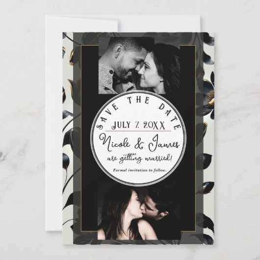 Zwart & Goud Bloemmotief Grijsbruin Trouw 'Save th (Voorkant)