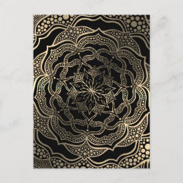Zwart & goud bloemmotief mandala mooi stijlvol chi briefkaart