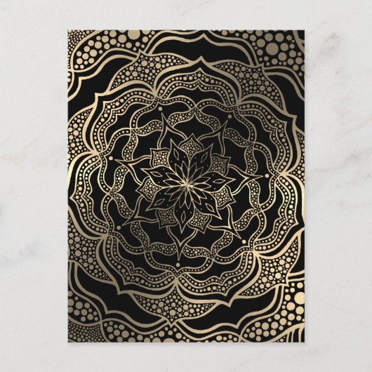 Zwart & goud bloemmotief mandala mooi stijlvol chi briefkaart (Voorkant)