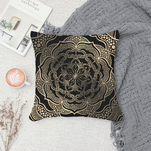 Zwart & goud bloemmotief mandala mooi stijlvol chi kussen