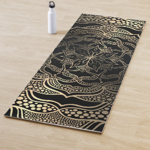 Zwart & goud bloemmotief mandala mooi stijlvol chi yogamat