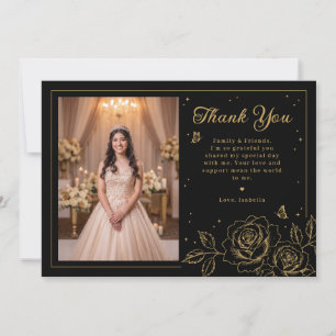 Zwart & Goud Bloemstuk Quinceañera