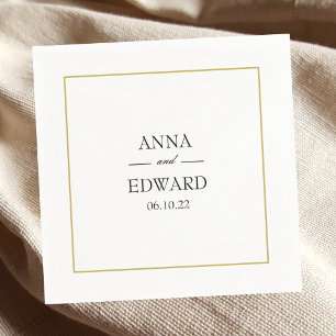 Zwart Goud Blok Bruid en bruidegom Bruiloft Servet