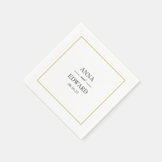 Zwart Goud Blok Bruid en bruidegom Bruiloft Servet (Hoek)