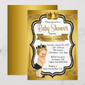 Zwart Goud Blonde Prince Baby shower Kaart (Voorkant / Achterkant)