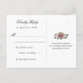 Zwart Goud Blush Bloemen Bruiloft RSVP Briefkaart (Achterkant)