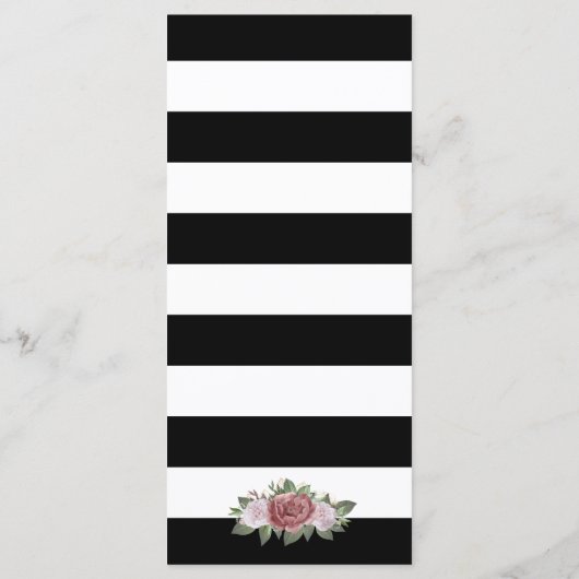 Zwart Goud Blush Roze Bloemen Bruiloft Menu (Achterkant)